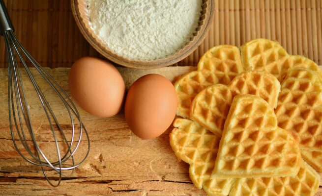 add eggs in waffle batter