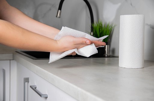 Preparing a Paper Towel to Get Wet