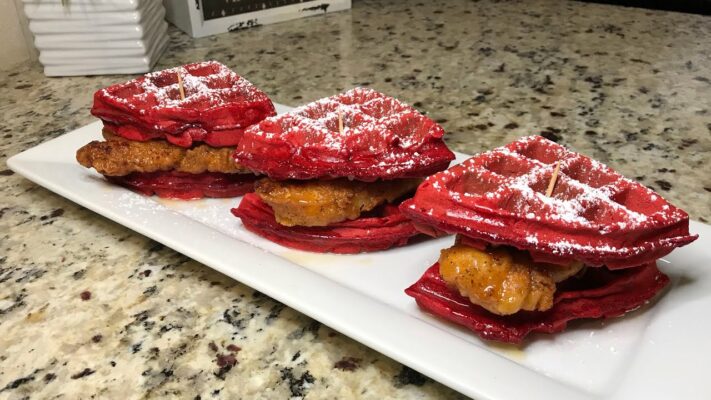 red velvet waffles and chicken recipe