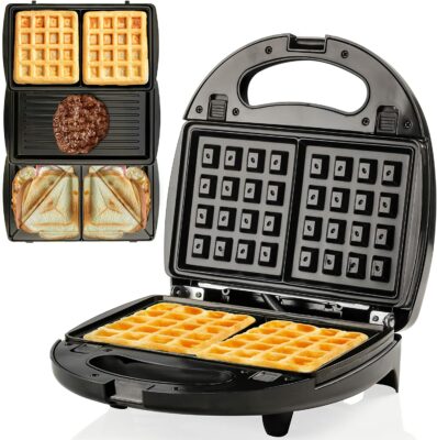 Ovente Electric Indoor Sandwich Grill and Waffle Maker